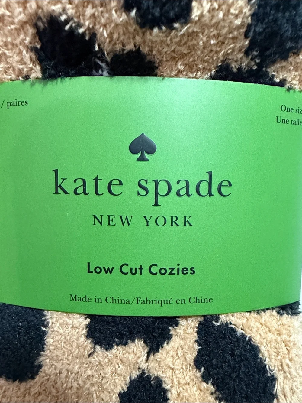 kate spade Leopard Print Fuzzy Ankle Socks in Tan, Black & White‎ set of 3 pairs